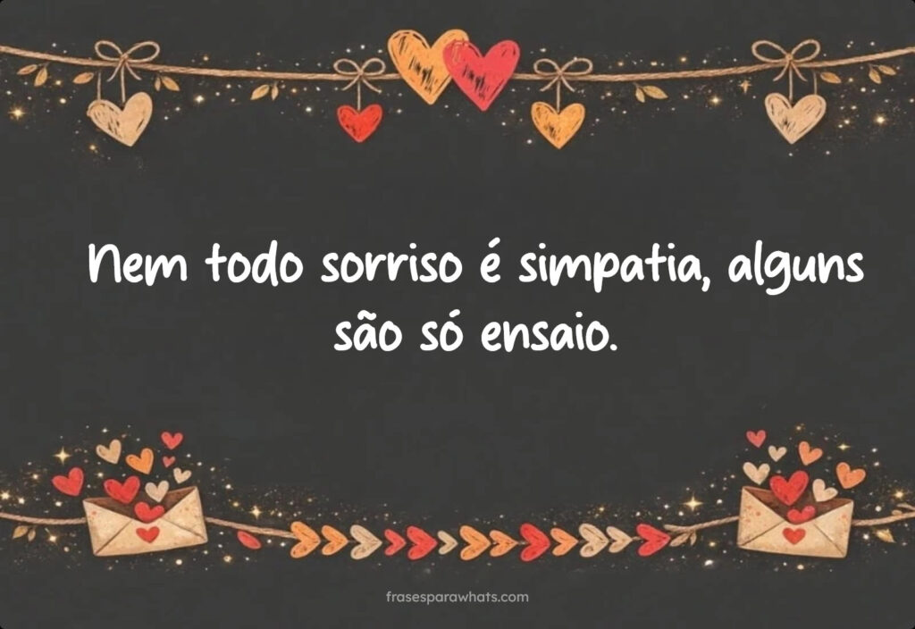 Nem todo sorriso é simpatia, alguns são só ensaio.