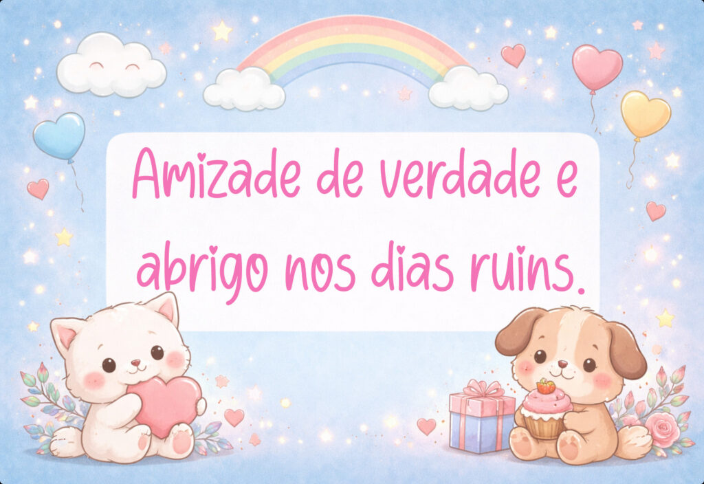 Amizade de verdade é
abrigo nos dias ruins.