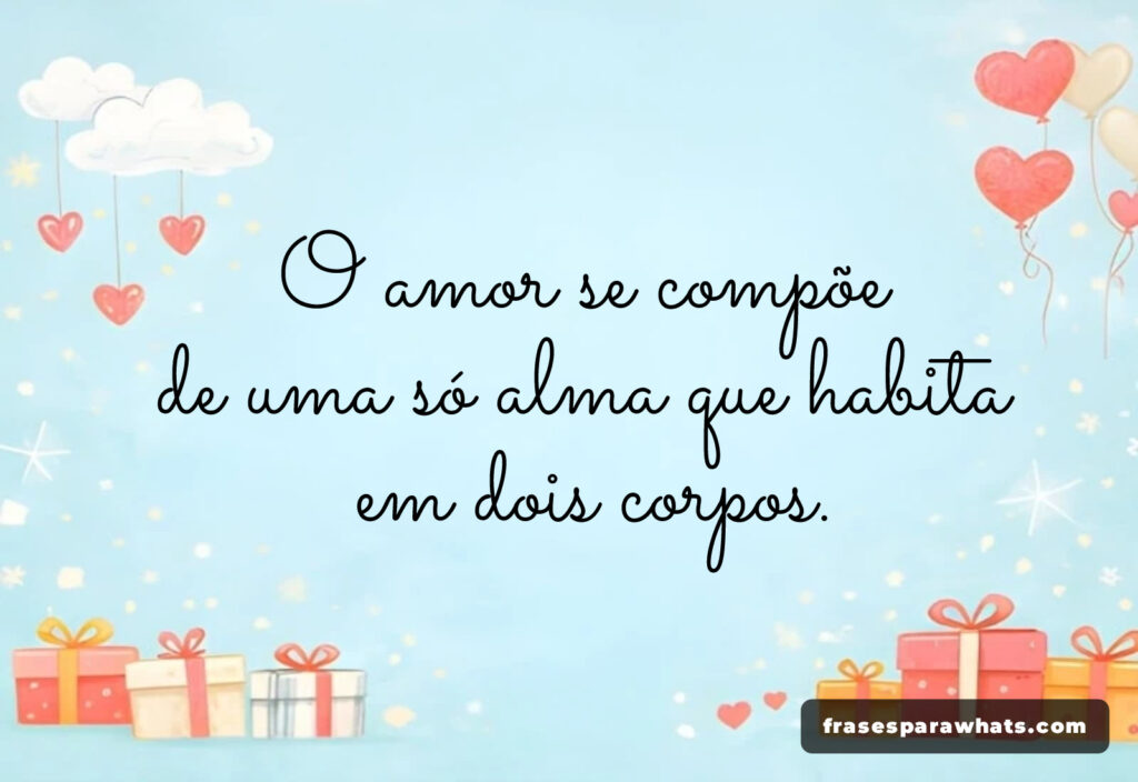 O amor se compõe
de uma só alma que habita
em dois corpos.
