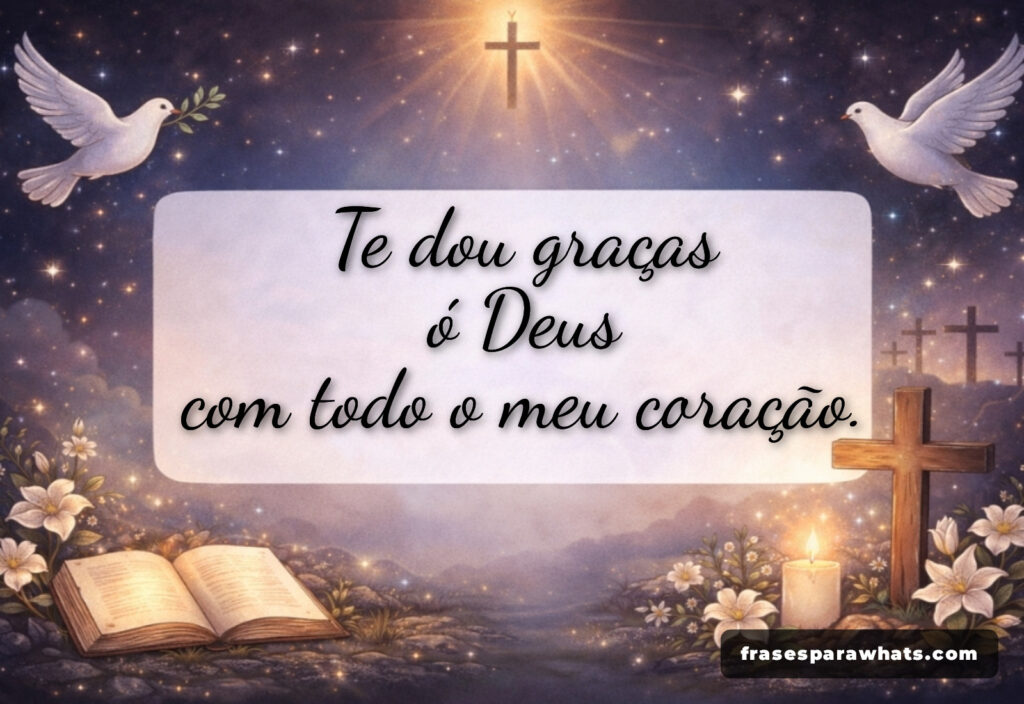 Frases de gratidão a deus: Te dou graças ó Deus com todo o meu coração.
