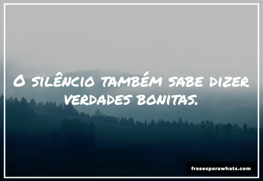 O silêncio também sabe dizer verdades bonitas.