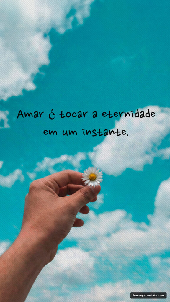Frases curtas de amor: Amar é tocar a eternidade em um instante.