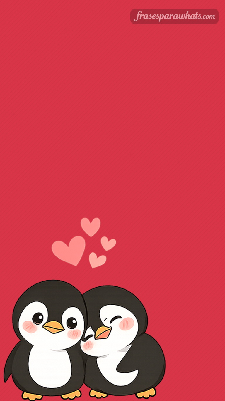 pinguins amor vermelho - Criador de frases online